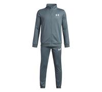 Under Armour Bambino Rival Knit Tracksuit, Tuta completa da ginnastica con tasche, Completo felpa e pantaloni sportivi traspiranti per allenamento, educazione fisica e atletica,Jasper Blue/White,YXL