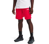 Under Armour Baseline-Pantaloncini da Basket, 25,4 cm, Rosso/Bianco, L Uomo