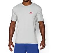 Under Armour, Cc Left Chest Lockup, Maglietta A Maniche Corte, Uomo, Grigio (True Gray Heather/Red 025), M