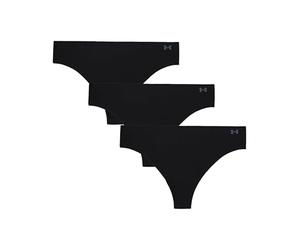 Under Armour Confezione da 3 Mutande da Donna in Puro Tessuto Elasticizzato, Non visibile, Comfort per Tutto Il Giorno e vestibilità Ultra Morbida, Nero, Large