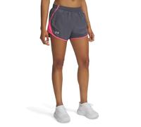 Under Armour UA Fly By 3'' Shorts Pantaloncini, Castlerock/Super Pink/Riflettente, S Donna