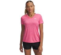 Under Armour Donna Tech Short Sleeve V-Neck Twist, Comoda Maglietta Manica Corta con Scollo a V, T-Shirt Sportiva per Palestra, Allenamento e Abbigliamento Casual,Super Pink/White,XL