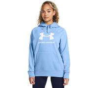Under Armour Felpa con cappuccio Rival in pile con logo grande, (465) Horizon Blu/Bianco, Small