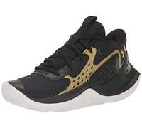 Under Armour Grade School Jet '23 Basketball Shoe, (002) Black/Black/Metallic Gold, 5 US Unisex Big Kid