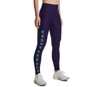 Under Armour HeatGear Armour-Leggings con Marchio, Interruttore Viola (570)/Vittoria Blu, M Donna