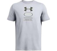 Under Armour Maglietta a maniche corte da uomo con logo Gel Stack, Acciaio/Morph, L