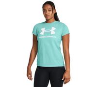 Under Armour Maglietta da donna a maniche corte con stampa sportiva live, (482) Turchese radiale / / Bianco, L