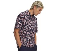 Under Armour Polo da golf da uomo con stampa Matchplay, Blu navy/Rosa chiaro/Bianco, S