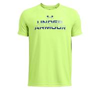 Maglia a maniche corte Under Armour Tech™ Split Wordmark da ragazzo Morph Verde / Tech Blu YSM (127 - 137 cm)