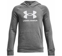 Felpa con cappuccio Under Armour Rival Fleece Big Logo da ragazzo Castlerock Light Heather / Bianco YSM (127 - 137 cm)