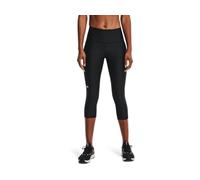 Under Armour Women's Standard HeatGear High No-Slip Waistband Pocketed Capri, Black (001)/White, Small Tall