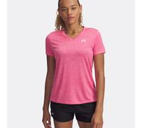 Maglia a maniche corte Under Armour Tech™ Twist V-Neck da donna Super Rosa / Bianco S