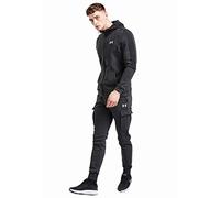 Under Armour Tuta da uomo casual in pile a due pezzi con cerniera intera, felpa con cappuccio e pantaloni da jogging, per palestra, sport, morbida e calda (as8, alfa, S, regular, normale), nero, Nero