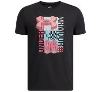 Maglia a maniche corte Under Armour Logo Wordmark Collage da ragazzo Nero / Blu Haze YLG (149 - 160 cm)