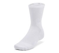 Under Armour Unisex 3-Maker 3 Pack Mid-Crew, Calze sportive traspiranti con sostegno e ammortizzazione, Calze alte leggere e confortevoli,White/White/Mod Gray,XL