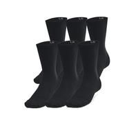 Under Armour Unisex Essential 6 Pack Crew, Calzini da palestra ultrasottili e leggeri, Calze sportive con supporto plantare e tecnologia anti-odore,Black/Black/Castlerock,LG