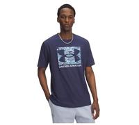 Under Armour Uomo ABC Camo Boxed Logo Short Sleeve, Maglietta Manica Corta Comoda e Traspirante, T-Shirt Sportiva per Allenamento, Atletica e Abbigliamento Casual,Washed Navy/Blue Calm,XS