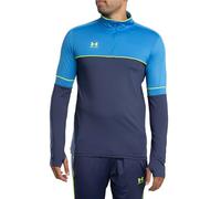 Under Armour Uomo Challenger Training Quarter Zip, Felpa Sportiva Resistente, Leggera e Traspirante, Maglia Manica Lunga con 1/4 Zip e Fori per i Pollici,Washed Navy/High Vis Yellow,LG
