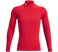Under Armour Uomo ColdGear Armour Comp Mock, Maglia Manica Lunga in Tessuto a Doppio Strato con Interno Ultra Caldo, Maglia Termica per Corsa, Ciclismo e attività all'aperto in Inverno,Red/White,SM