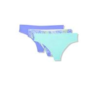 Under Armour Women's 3-Pack Pure Stretch No Show Thong Underwear, all-Day Comfort & Ultra-Soft Fit Slip a Tanga, Viola/Turchese Neo/Stampa Viola, S Donna