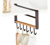 Under Cabinet Coffee Mug - 6 Hook Storage Rack for Kitchen Organization | Metal Under Shelf Holder with Space Saving Design, Hangers Cup Hanging Organizer for Mugs Utensils Accessories