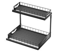 Under Cabinet Pull Out Shelves - 2 Tier Sliding Organizer, Space Saving Kitchen Bathroom Storage, Durable Pull Out Shelf, Easy Installation, Multi Purpose Under Cabinet Rack | Home Organization For Pa