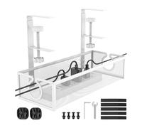 Under Desk Cable Organizer, Convenient To Install, 34x12.5x8cm, Under Desk Cable Management Tray, Table Cord Organizer, Sturdy Metal Mesh Construction