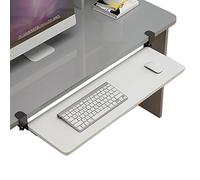 Under Desk Keyboard Der - Vassoio scorrevole per tastiera da scrivania, senza fori, piattaforma estraibile per tastiera e mouse, ripiani in legno 520/650/750 mm, bianco (76 x 25 cm)