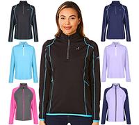 Under Par Maglione con collo con zip da donna Maglione Traspirante Traspirante Assorbimento dell'umidità Da Donna Golf Mid Layer Top, Uplmid1746 - Nero/Blu Estivo, 44 EU
