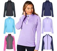 Under Par Maglione con collo con zip da donna Maglione Traspirante Traspirante Assorbimento dell'umidità Da Donna Golf Mid Layer Top, Uplptop1686 - Lavanda/Bianco, 42 EU