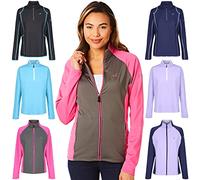 Under Par Maglione con collo con zip da donna Maglione Traspirante Traspirante Assorbimento dell'umidità Da Donna Golf Mid Layer Top, Uplptop1683 - Rosa Brillante/Grigio Vintage, 40 EU