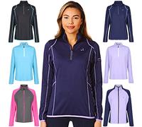 Under Par Maglione con collo con zip da donna Maglione Traspirante Traspirante Assorbimento dell'umidità Da Donna Golf Mid Layer Top, Uplmid1746 - Blu Marino/Lavandra, 38 EU