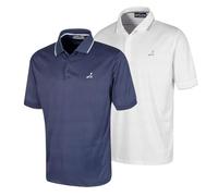 Under Par Polo da Golf da Uomo in Maglia Waffle Elasticizzata, Traspirante e Protezione dai Raggi UV (Confezione da 2), Blu Marino E Bianco, L