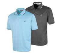Under Par Polo da Golf da Uomo in Maglia Waffle Elasticizzata, Traspirante e Protezione dai Raggi UV (Confezione da 2), Carbone E Cielo, L
