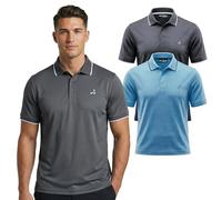 Under Par Polo da Golf da Uomo in Maglia Waffle Elasticizzata, Traspirante e Protezione dai Raggi UV (Confezione da 2), Carbone E Cielo, S