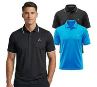 Under Par Polo da Golf da Uomo in Maglia Waffle Elasticizzata, Traspirante e Protezione dai Raggi UV (Confezione da 2), Nero E Turchese, XXL