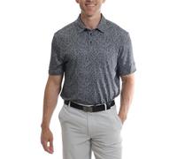 Under Par Uomo Polo da Golf Elasticizzata a Maniche Corte con Stampa di Felce su Tutta la Superficie, Traspirante e ad Asciugatura Rapida, Grigio, XL