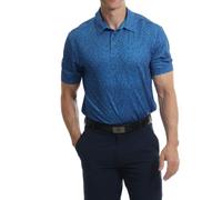 Under Par Uomo Polo da Golf Elasticizzata a Maniche Corte con Stampa di Felce su Tutta la Superficie, Traspirante e ad Asciugatura Rapida, Turchese, 2XL