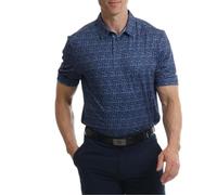 Under Par Uomo Polo da Golf Elasticizzata a Maniche Corte con Stampa Integrale, Traspirante e ad Asciugatura Rapida, Blu Navy, L
