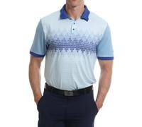 Under Par Uomo Polo da Golf Elasticizzata a Maniche Corte con Stampa sul Petto, Traspirante e ad Asciugatura Rapida, Azzurro, 2XL