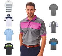 Under Par Uomo Polo di qualità Golf PRO Traspirante e Traspirante ad Asciugatura Rapida, 1706 - Grigio/Mulberry/Navy, L