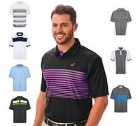 Under Par Uomo Polo di qualità Golf PRO Traspirante e Traspirante ad Asciugatura Rapida, 1774 - Nero/Mulberry, XXL