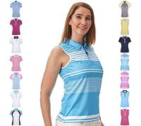 Under Par UPLTS1676-LADIES Zip Neck Sleeveless Stripe, Polo Donna, Blu/Bianco Estivo, 16