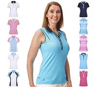 Under Par UPLTS1825-LADIES Deep Ribbed Placket Sleeveless, Polo Donna, Blu/Nero Estivo, 10