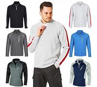 Under Par UPMID1726 Maglione con Collo a Zip da Uomo Jumper Traspirante Assorbimento dell'umidità Golf Mid Layer Top, Grigio Tempesta/Rosso, L