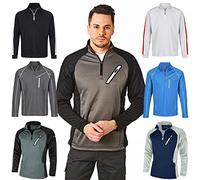 Under Par UPTOP1719 Maglione con Collo a Zip da Uomo Jumper Traspirante Assorbimento dell'umidità Golf Mid Layer Top, Vintage Grigio/Nero, L