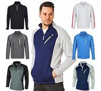 Under Par UPTOP1719 Maglione con Collo a Zip da Uomo Jumper Traspirante Assorbimento dell'umidità Golf Mid Layer Top, Blu Marino/Grigio Tempesta, L