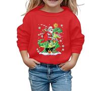 Under Pull Bambino- Felpa natalizia con scollo rotondo stampato Natale (1-14 anni) Feste Raduni Quotidiane Uscite Festeggianti