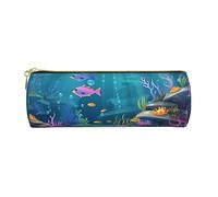 under sea Astuccio in pelle stampata per penne e matite, trousse per cosmetici, borsa da ufficio per uomini e donne, Sotto il mare, Taglia unica