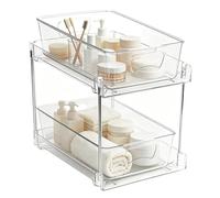 Under Sink Organizer, 2 Tier Pull Out Sliding Cabinet Storage Rack, Space Saving Under Sink Shelf For Laundry Room Pantry Vanity Office Home Supplies Toiletries Kitchen Bathroom Organization Use